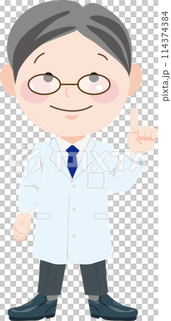 A man in a white coat making a suggestion A man in a white coat making a suggestion 114374384