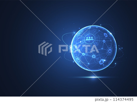 Global network connection. World map point and line composition concept of global business. Vector Illustration 114374495