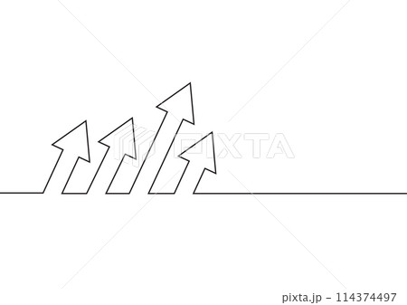 Continuous line drawing of growth arrows. Business concept. Vector illustration 114374497