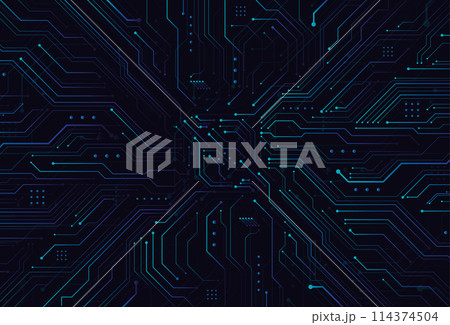 Abstract digital background with technology circuit board texture. Electronic motherboard illustration. Communication and engineering concept. Vector illustration 114374504