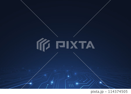 Abstract background with technology circuit board texture. Electronic motherboard illustration. Communication and engineering concept. Vector illustration 114374505