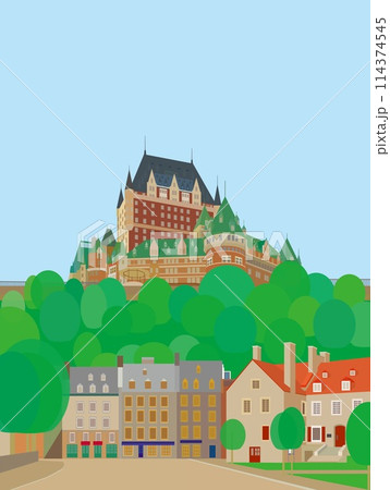 ケベックシティー　quebec city　シャトーフロントナック　カナダ　夏風景 114374545