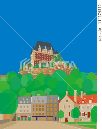 ケベックシティー quebec city シャトーフロントナック カナダ 夏風景 ケベックシティー quebec city シャトーフロントナック カナダ 夏風景 114374550