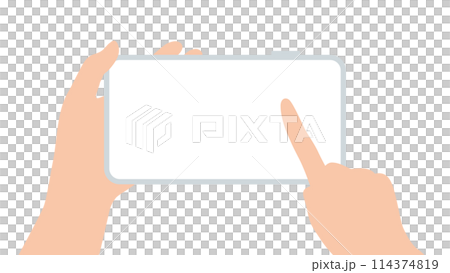 Simple illustration of operating a landscape smartphone - vector material Simple illustration of operating a landscape smartphone - vector material 114374819