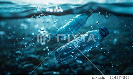 Capturing the underwater impact of plastic bottle pollution in the ocean 114374895