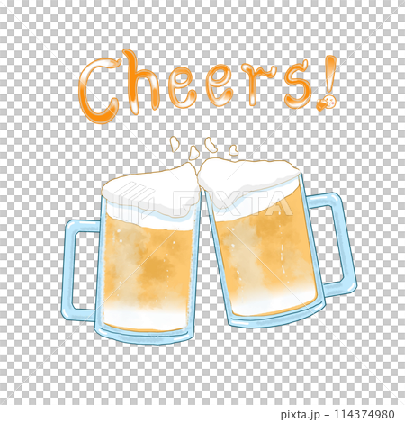 乾杯を描いたビールのイラスト 114374980