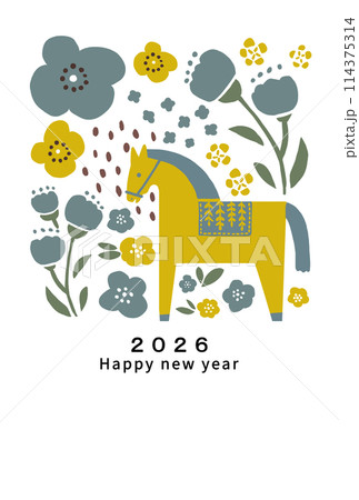 2026年 午年 年賀状テンプレート 2026年 午年 年賀状テンプレート 114375314