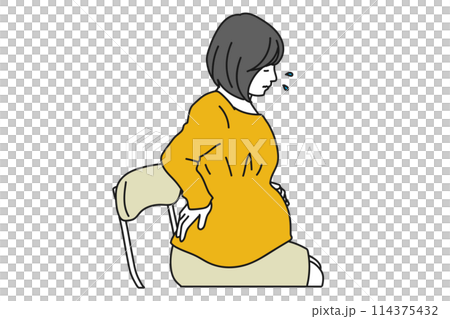 Illustration of a pregnant woman suffering from back pain 114375432