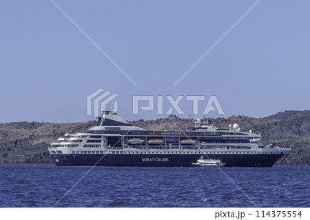 Greece, Santorini, cruise ship of the Turkish company Miray Cruise 114375554