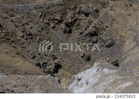 Greece, Santorini, View of the volcano on the island of Nea Kameni 114375615