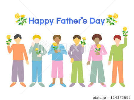 黄色いバラと男性たちの父の日イラスト 114375695