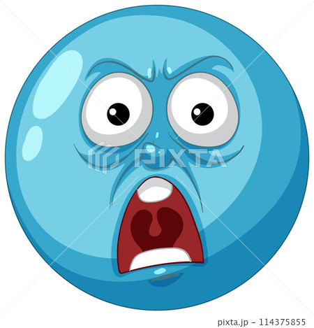 Shocked Blue Cartoon Face Expression Shocked Blue Cartoon Face Expression 114375855