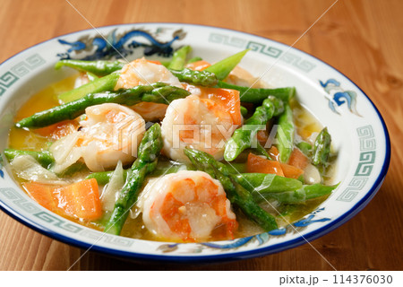 エビとアスパラの中華炒め 114376030