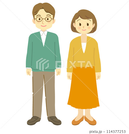 男女の夫婦、若い世代~中年(正面・全身) 男女の夫婦、若い世代~中年(正面・全身) 114377253