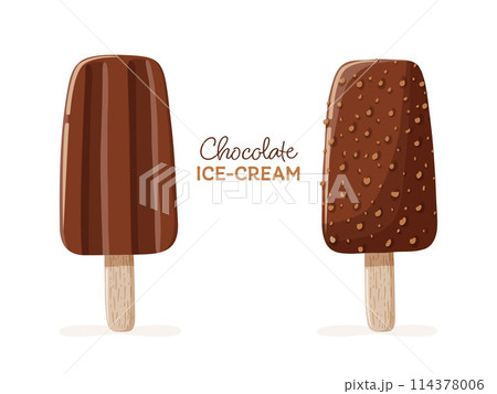 Set of chocolate ice cream. Summer sweet dessert Set of chocolate ice cream. Summer sweet dessert 114378006