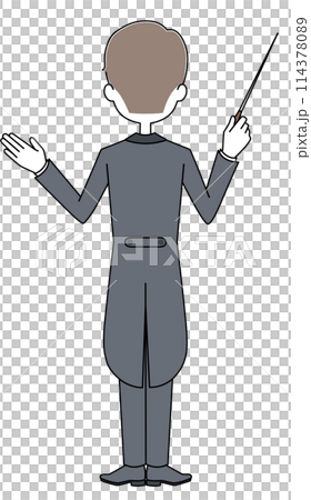 燕尾服を着た指揮者の後ろ姿のイラスト 114378089