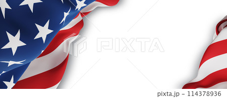 USA or American flag on white background 3D render 114378936