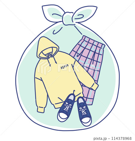 洋服の入ったビニール袋、ゴミ袋 洋服の入ったビニール袋、ゴミ袋 114378968