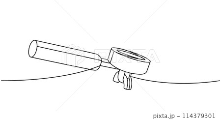 Coffee portafilter one line continuous drawing. Hand drawn elements for cafe menu, coffee shop. Vector linear illustration. 114379301