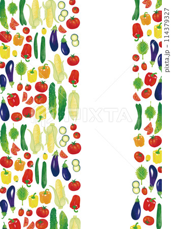 水彩風　夏野菜いろいろ　フレーム1 縦 114379327