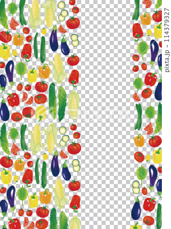水彩風　夏野菜いろいろ　フレーム1 縦 114379327