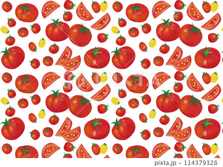 水彩風　トマト　パターン 114379328
