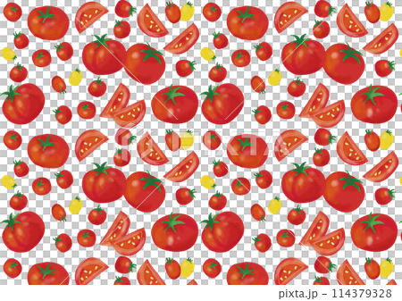 水彩風　トマト　パターン 114379328