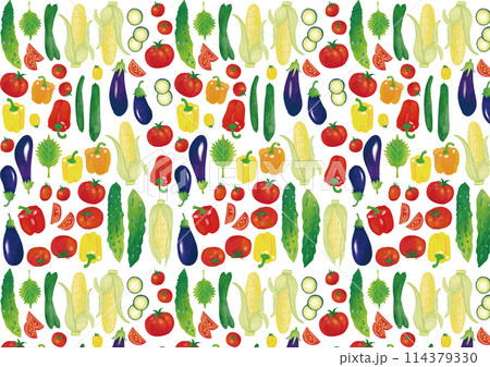 水彩風　夏野菜いろいろ　パターン2 114379330