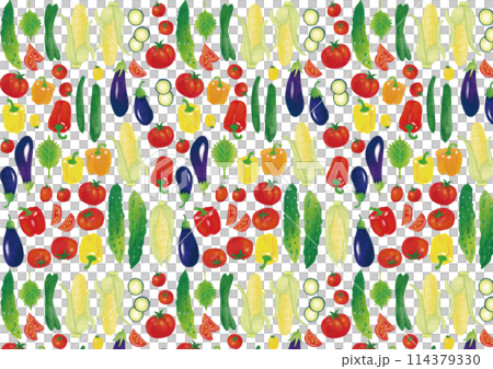 水彩風　夏野菜いろいろ　パターン2 114379330