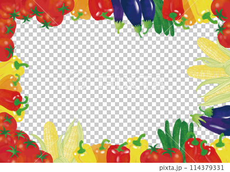 水彩風　夏野菜いろいろ　フレーム8 114379331