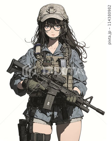 サバゲーするアニメ風キャラクター AI サバゲーするアニメ風キャラクター AI 114380982