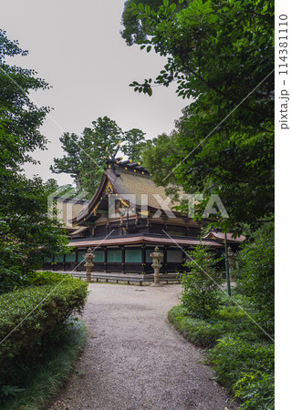 千葉 香取神宮 参道から本殿を望む 114381110