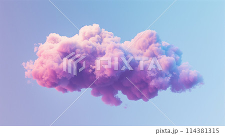 ネオンカラーの独立した雲のイラスト。幻想的な背景 114381315