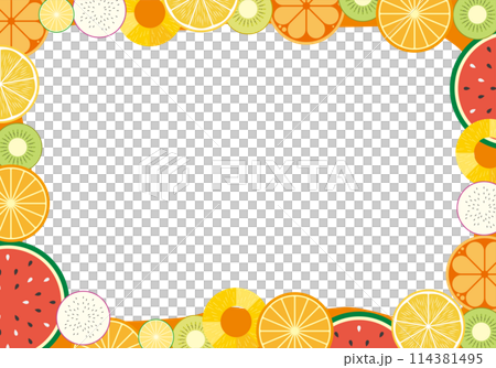 輪切りフルーツのフレームイラスト 114381495