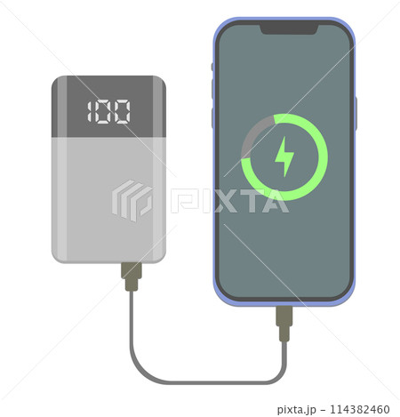 スマホとモバイルバッテリーのイラスト スマホとモバイルバッテリーのイラスト 114382460