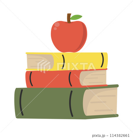 apple with Stack of books flat design apple with Stack of books flat design 114382661