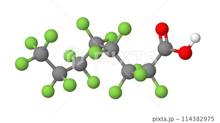 PFOA｜ペルフルオロオクタン酸｜3D構造 114382975