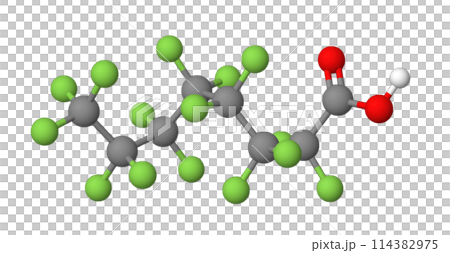 PFOA｜ペルフルオロオクタン酸｜3D構造 114382975