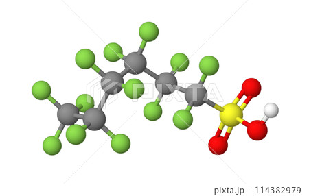 PFHxS｜ペルフルオロヘキサンスルホン酸｜3D構造 114382979