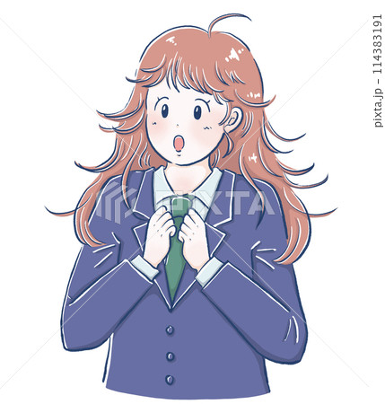 驚く女子高生 114383191