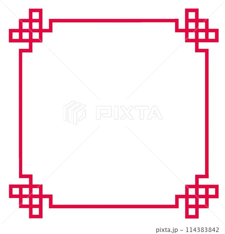 赤い中華風飾り枠フレームのイラスト 114383842