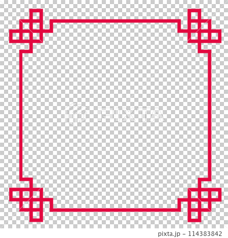 赤い中華風飾り枠フレームのイラスト 114383842