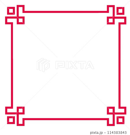 赤い中華風飾り枠フレームのイラスト 赤い中華風飾り枠フレームのイラスト 114383843
