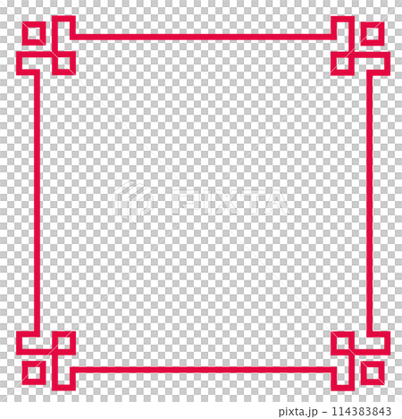 赤い中華風飾り枠フレームのイラスト 赤い中華風飾り枠フレームのイラスト 114383843