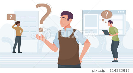 People asking questions composition in flat design 114383915
