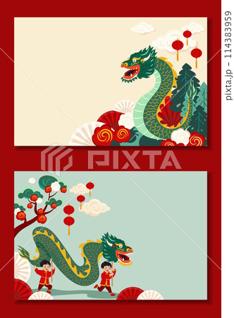 Flat Chinese new year banners Flat Chinese new year banners 114383959