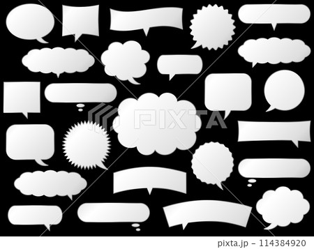 メタリックな吹き出しセット シルバー メタリックな吹き出しセット シルバー 114384920