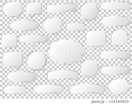 メタリックな吹き出しセット シルバー メタリックな吹き出しセット シルバー 114384920