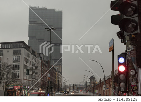 Street view looking towards Edge East Side Berlin (The Skyscraper Center) and Warschauer Strae subway station of Berlin city. Street view looking towards Edge East Side Berlin (The Skyscraper Center) and Warschauer Strae subway station of Berlin city. 114385128