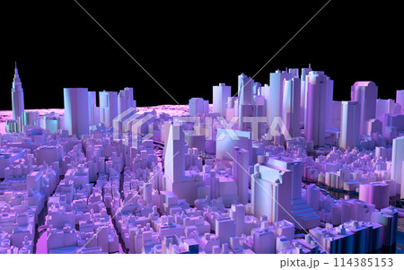 幻想的な光に照らされた俯瞰で見る新宿ビル街の3Dイラストレーション 幻想的な光に照らされた俯瞰で見る新宿ビル街の3Dイラストレーション 114385153